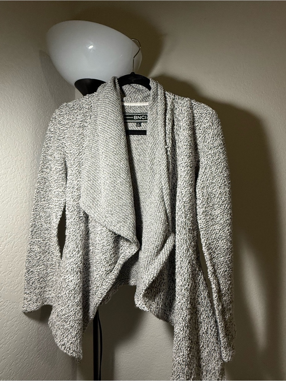 Women's Open-Front Gray Knit Cardigan Sweater